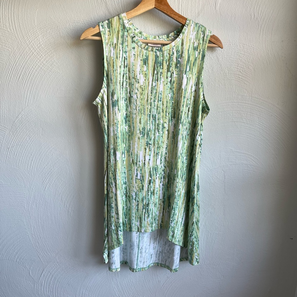 LOGO by Lori Goldstein Printed Knit Hi-Low Hem Tank M